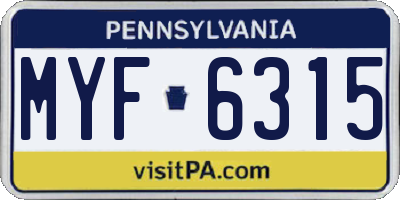 PA license plate MYF6315