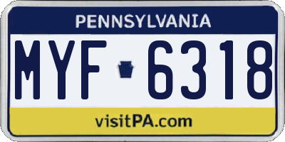 PA license plate MYF6318