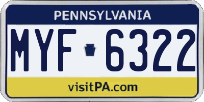 PA license plate MYF6322