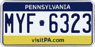 PA license plate MYF6323