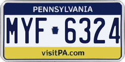 PA license plate MYF6324