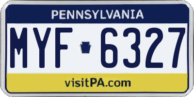 PA license plate MYF6327
