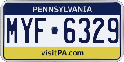 PA license plate MYF6329
