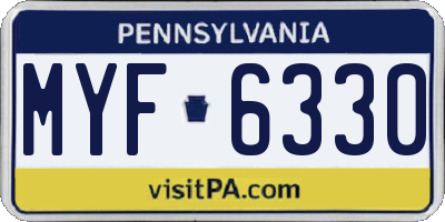 PA license plate MYF6330