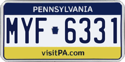 PA license plate MYF6331