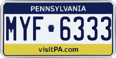 PA license plate MYF6333