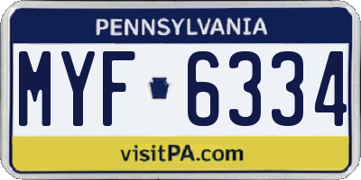 PA license plate MYF6334
