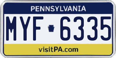 PA license plate MYF6335