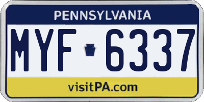PA license plate MYF6337