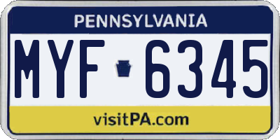 PA license plate MYF6345