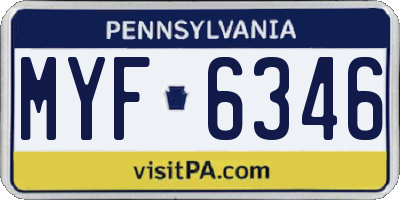 PA license plate MYF6346