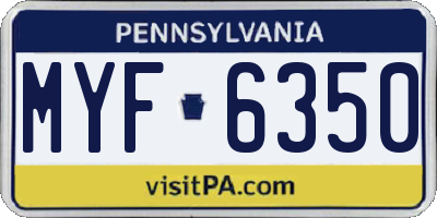 PA license plate MYF6350