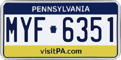 PA license plate MYF6351