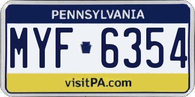 PA license plate MYF6354