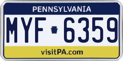 PA license plate MYF6359