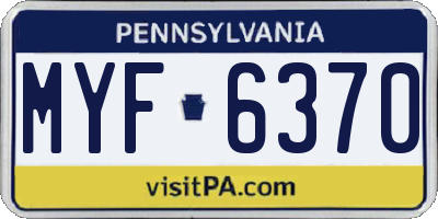 PA license plate MYF6370