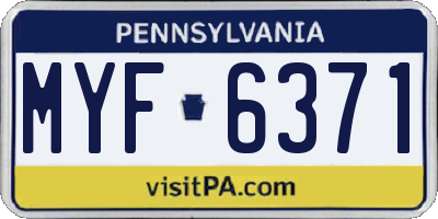 PA license plate MYF6371