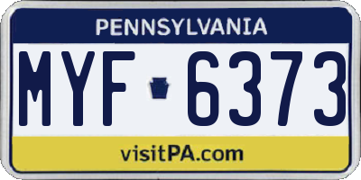 PA license plate MYF6373