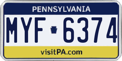 PA license plate MYF6374