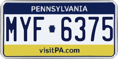 PA license plate MYF6375