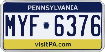 PA license plate MYF6376