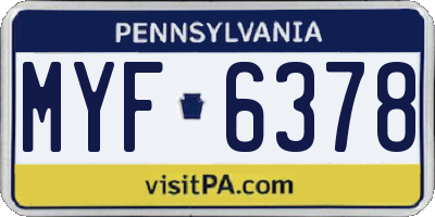 PA license plate MYF6378
