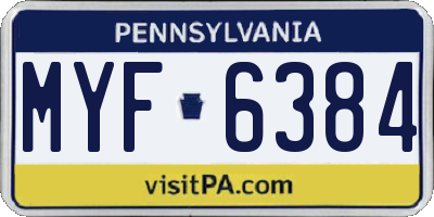 PA license plate MYF6384