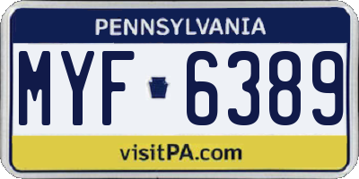 PA license plate MYF6389