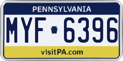 PA license plate MYF6396