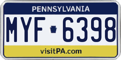 PA license plate MYF6398