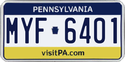 PA license plate MYF6401