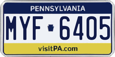 PA license plate MYF6405