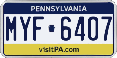 PA license plate MYF6407