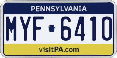 PA license plate MYF6410