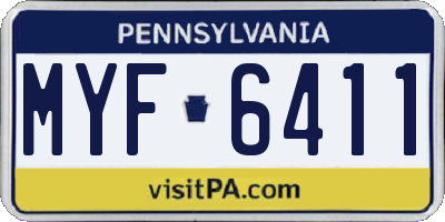 PA license plate MYF6411