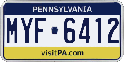 PA license plate MYF6412
