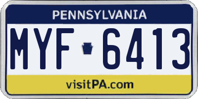 PA license plate MYF6413