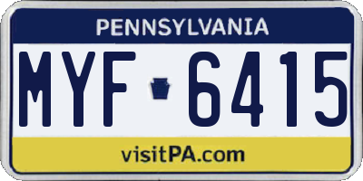 PA license plate MYF6415