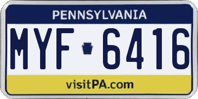 PA license plate MYF6416