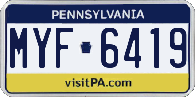 PA license plate MYF6419