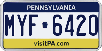 PA license plate MYF6420