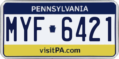 PA license plate MYF6421