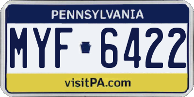 PA license plate MYF6422
