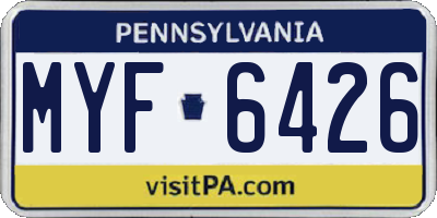PA license plate MYF6426