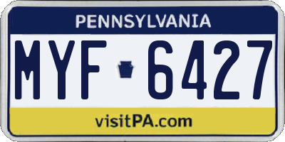 PA license plate MYF6427