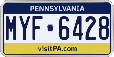 PA license plate MYF6428
