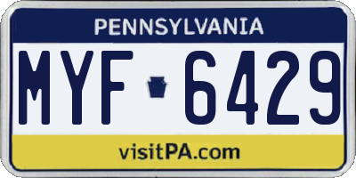 PA license plate MYF6429