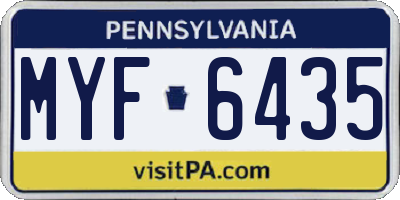 PA license plate MYF6435
