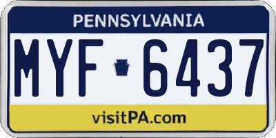PA license plate MYF6437