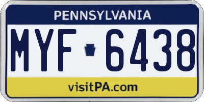 PA license plate MYF6438